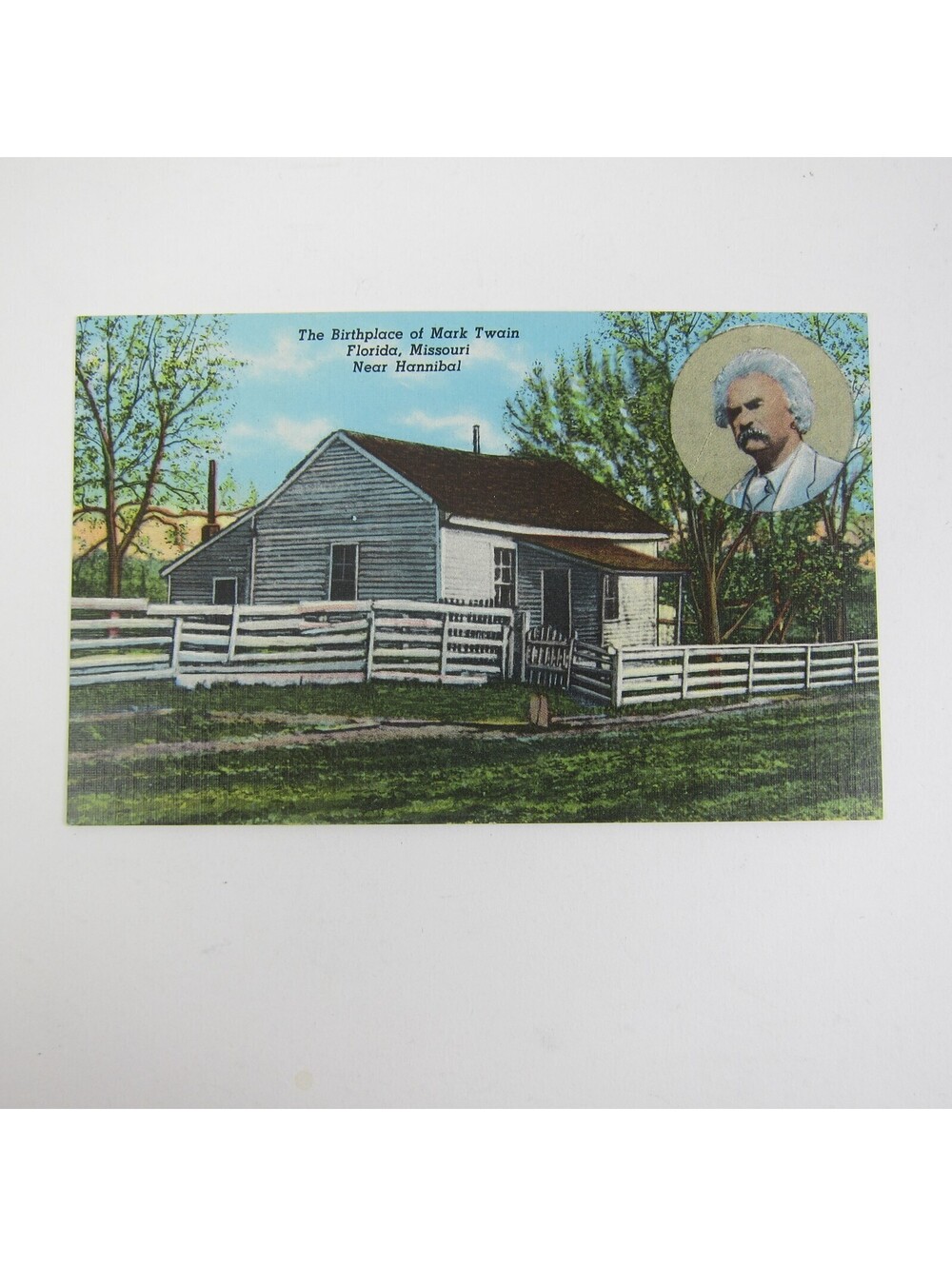 Linen Postcard Birthplace of Mark Twain Florida Missouri Near Hannibal House